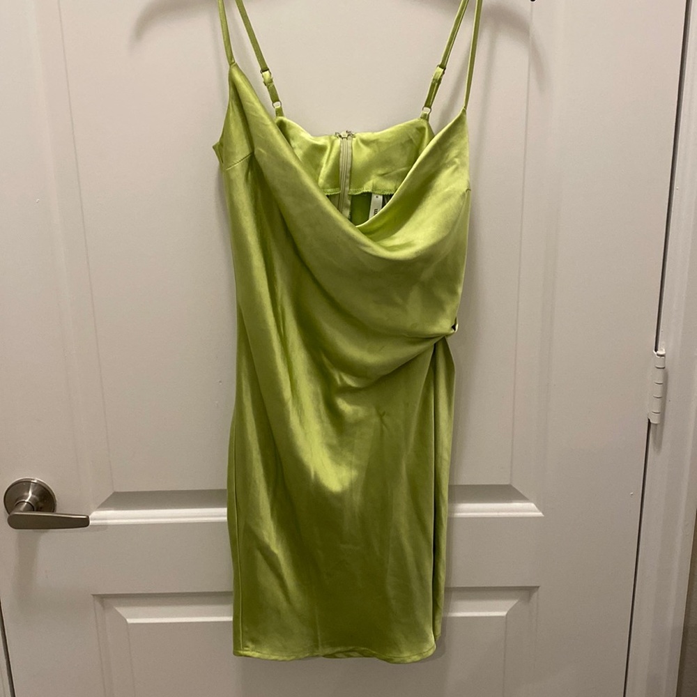 Green slip dress
